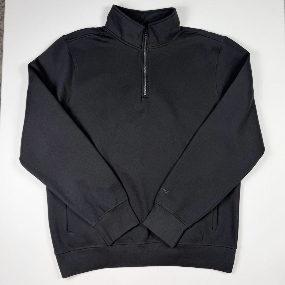 Kenneth Cole Quarter Zip Pullover Mens XLarge Black Excellent Mock Neck New